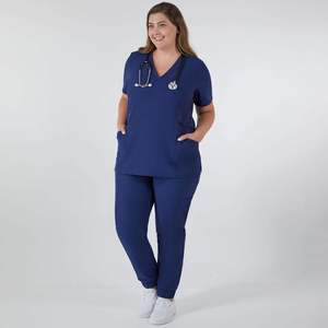 Premium Quality Unisex Hospital Surgical Scrubs <b>Set</b> Woven Custom Logo Jogger Pants Top Needle Detection <b>Doctors</b> Nurses Wholesale - Product Image 1