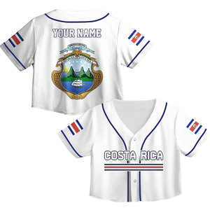 Camiseta de Béisbol Corta Personalizada para Mujer de Costa Rica, con Nombre de Equipo, Número y Logotipo Personalizados, Suave, Transpirable y Ligera, de Poliéster - Product Image 2
