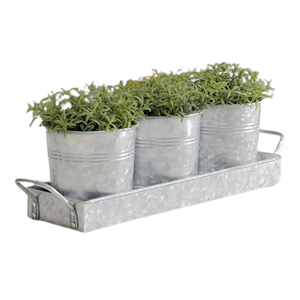 Jardinières en métal faites à la main, pots à fleurs en zinc avec plateau, usage multifonctionnel, pots en zinc peints à la main, intérieur/extérieur - Product Image 5