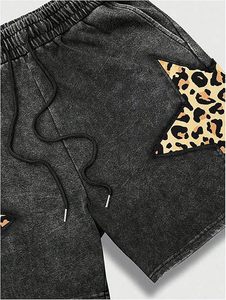 Shorts de sport vintage déchirés pour hommes avec motif étoile et cordon de serrage à la taille, style streetwear - Product Image 2
