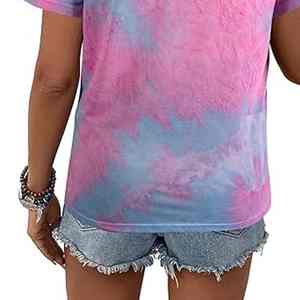 เสื้อย้อมสีสำหรับสาววัยรุ่น เสื้อยืดลายกราฟิกตลก เสื้อผ้าฤดูร้อนสุดฮิต เสื้อยืดนุ่มสบาย ทรงหลวม คอกลม - Product Image 4