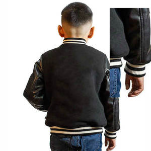 kids <b>sherpa</b> <b>fleece</b> varsity jacket 100 percent polyester zip up winter letterman jacket custom embroidery - Product Image 6