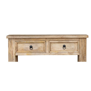 โต๊ะคอนโซลติดผนังสไตล์อินเดียแบบโบราณ ทำจากไม้มะม่วงแท้ พร้อมลิ้นชักสองชั้น สไตล์อินดัสเทรียล - Product Image 2