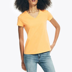Camiseta de Algodón para Mujer, Talla Grande, Manga Corta, Cuello Redondo, Logotipo Personalizado, Fábrica de Bangladesh, Venta al por Mayor, Camisetas Recién Llegadas - Product Image 3