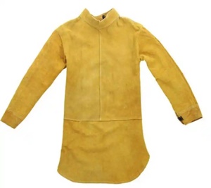 ผ้ากันเปื้อนหนังวัวแท้กันไฟ ทนความร้อน 800 องศาเซลเซียส ตะเข็บเชื่อมอย่างดี ทรงปกติ สำหรับงานอุตสาหกรรมเพื่อความปลอดภัย - Product Image 1