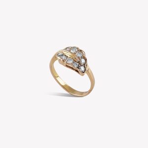 Gold Color Zircon Leaf <b>Ring</b> Titanium Pave Floral <b>Fine</b> <b>Ring</b> for Women Gift Party Jewelry - Product Image 1