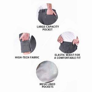 Pantalon de randonnée à séchage rapide pour homme, taille élastique, plusieurs poches, décontracté, léger, pantalon d'été, gris foncé - Product Image 4