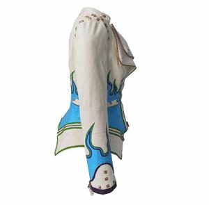 Blouson Moto Coupe-Vent en Cuir PU Blanc avec Broderie Flamme Bleue, Détails Rivets, Fermeture Éclair, Coupe Slim, Style Motard Unisexe Hiver - Product Image 3