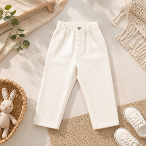 Vaqueros de mezclilla color marfil lavado diseñados para niños, con comodidad duradera, movimiento flexible y artesanía de primera calidad para cada día. - Product Image 4