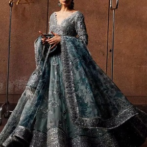 Luxurious Elegant Bridal <b>Wedding</b> Dress with Lace Crystal Ruffles Best Quality Floor-Length Premium Quality Pakistani Wear - Product Image 5