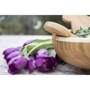 Bamboo Salad Servers Set Eco-Friendly Dishwasher <b>Safe</b> Wooden Salad <b>Tools</b> Beautifully Crafted By HRCRAFTVERSE - Product Image 2