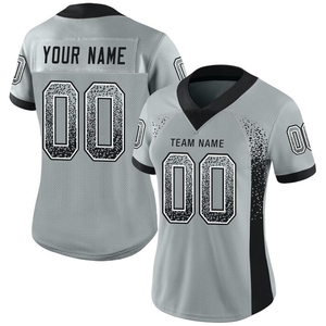 Camiseta de Fútbol Americano para Hombre, Cuello en V, Manga Corta, Color Gris y Negro, Impresión Sublimada, Transpirable, Corte Regular, Nombre del Equipo Personalizado, Deportes - Product Image 3