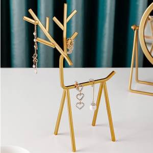 Minimalist Brass Jewelry Stand With Geometric Design Rectangle Base For Bedroom Decor - Product Image 6
