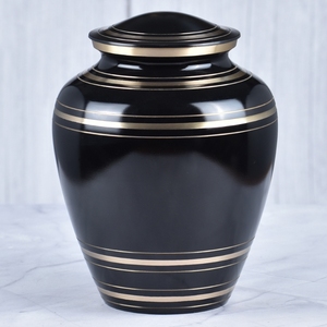 Urna funeraria de latón para adultos con grabado floral azul y plateado, superficie brillante para cenizas humanas, urna conmemorativa. - Product Image 4