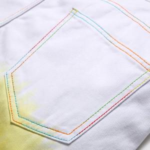 กางเกงยีนส์ขาสั้นผู้ชายทรงตรงเอวกลางผ้าฝ้ายเดนิมฟอกสีสไตล์ลำลองสำหรับฤดูร้อน - Product Image 3