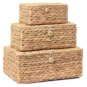 Cesta de Almacenamiento de Jacinto de Agua Hecha a Mano, Resistente, Rectangular, Cesta de Lavandería, Forma Redonda, Estilo Boho, Venta al Por Mayor - Product Image 6