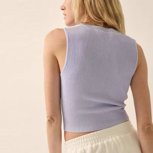 Top de Verano sin Mangas con Cuello Alto y Tejido Acanalado para Mujer, Personalizable al por Mayor, Color Lila, que Realza la Figura - Product Image 4