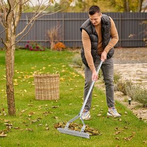 Rastrello da Giardino in Alluminio da 20 Pollici con Manico Lungo e 19 Denti Curvi per Dissodare il Terreno - Product Image 4