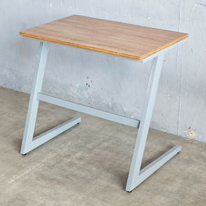 Ensemble bureau et chaise d'étudiant en métal avec structure métallique et plateau en bois, durable, écologique, compact, mobilier scolaire au design moderne - Product Image 2