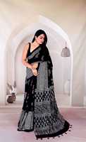 Saree Katun Tradisional Wanita India Dengan Motif Kotak-Kotak Dan Cetakan Bunga, Desain Panjang Hingga Lantai Untuk Acara Pernikahan Semua Musim