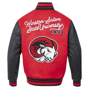 Veste universitaire d'hiver verte pour homme avec motif de lettres brodées, col rond, coupe régulière, 100% laine, écologique - Product Image 6