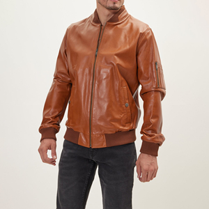 Chaqueta de Cuero Genuino para Hombre de Alta Calidad, Estilo Vintage, Chaqueta de Motero de Piel de Oveja, Abrigo de Invierno Cálido e Informal - Product Image 5