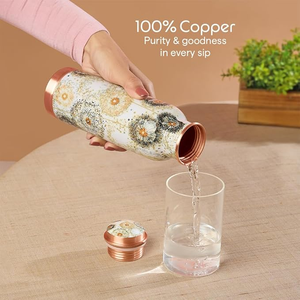 Floral Pattern Metal <b>Thermos</b> <b>Bottle</b> Portable Travel Water <b>Bottle</b> With Copper Lid - Product Image 5