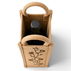 Handcrafted Jute Wine <b>Bottle</b> <b>Bag</b> with Embroidery | Eco-Friendly Gift, Beverage & <b>Bottle</b> Carry <b>Bag</b> - Product Image 4
