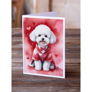Bichon lunatique Frise My Valentine A7 Cartes de correspondance Lot de 8 cartes vierges avec enveloppes Cartes de voeux de taille 5x7 - Product Image 2