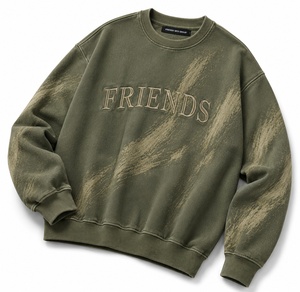 Sudadera de cuello redondo, corte regular, con estampado de letras, 100% algodón, informal, jersey de punto para otoño, sudadera con capucha para hombre - Product Image 3