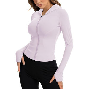 Chaqueta deportiva de nailon transpirable para mujer, ligera, elástica, con cremallera, para yoga. - Product Image 1