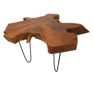 Table basse moderne en bois de noyer massif avec bord naturel, époxy, écologique et durable, pour salon - Product Image 1
