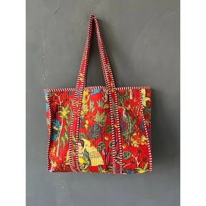 Bolso Tote Acolchado de Algodón Estampado: Bolso de Compras Étnico Indio - Product Image 5
