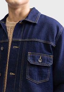 Veste en jean ample grande taille pour hommes, veste en jean décontractée de printemps et d'automne, vêtements d'extérieur ajustés de style camionneur classique - Product Image 4