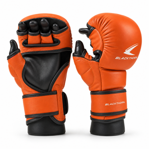 ถุงมือ MMA หนัง ครึ่งนิ้ว ปิดด้วยเวลโคร สีแดง สำหรับผู้ใหญ่ ศิลปะการต่อสู้ - Product Image 6