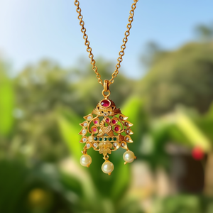 Nethichutti Ruby Flower Shape Gold Plated Alloy Unisex Fashion Body Jewelry - Product Image 3