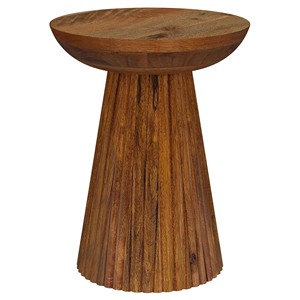 Table d'appoint ronde en bois de manguier artisanale Aqdus Saleem, minimaliste, durable, avec incrustation de marbre - Vente en gros - Product Image 2