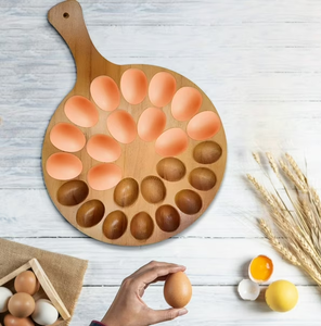 Plateau à œufs en bois à 2 niveaux avec poignée en laiton, support à œufs en bois naturel, vente chaude - Product Image 3