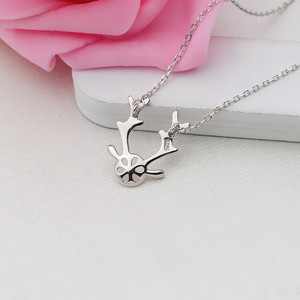 Collar de Plata S925 para Mujer, Juego de Ciervo Navideño, Asta de Alce, Accesorios de Joyería de Perlas DIY, Colgantes Finos para Clavícula, Dijes - Product Image 3