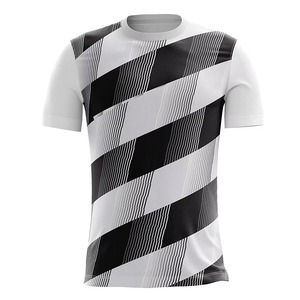 Men's Short Sleeve Soccer Jersey Crew Neck Striped Pattern 100% <b>Polyester</b> Moisture Wicking All Seasons Adult Apparel - Product Image 1