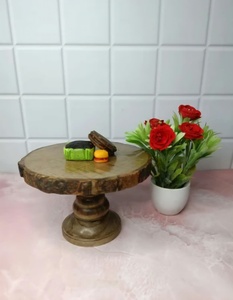 Support à gâteau rond en bois naturel fait main, présentoir à desserts, passe au lave-vaisselle, pour mariage, anniversaire, fête - Product Image 2