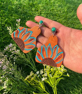 ต่างหูหนังแกะสลักมือสไตล์ตะวันตกสินค้ามาใหม่ต่างหูรูปหยดน้ำตาสุดน่ารักสำหรับผู้หญิงเครื่องประดับแฟชั่นหนัง - Product Image 4