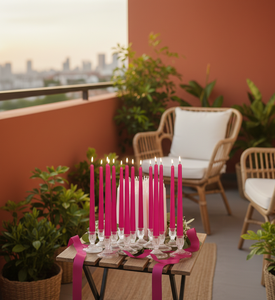 Velas de Parafina Cónicas Magenta Premium para Iluminar Bodas, Cumpleaños y Navidad - Aroma a Lavanda, Hechas a Mano, Decoración para el Hogar - Product Image 1