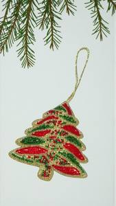 ต้นคริสต์มาสปักลายลูกปัดสีแดงและสีเขียว – ของตกแต่งคริสต์มาสทำมือสำหรับขายส่งและส่งออก - Product Image 1