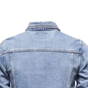 Veste en jean PU style vintage pour homme - Bleu rétro avec fermeture éclair, manches, col montant et poches poitrine, résistante aux déchirures - Product Image 3