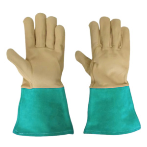 Heavy-Duty Cowhide Grain & Split Leather Safety Cuff TIG Welding Gloves Anti-Cut Anti-Slip Anti-Vibration Flame Retardant <b>Fire</b> - Product Image 5