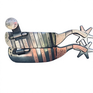 Espuelas de acero inoxidable personalizables 2026 para espectáculos ecuestres occidentales y equitación de placer, con grabado de estrellas, para hombre, RIAZ JAMAL INTEL - Product Image 2