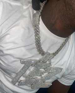 Colgante de Moissanita Personalizado, Plata de Ley 925, Estilo Hip Hop, con Nombre o Logotipo, Incrustaciones de Diamantes VVS 3D, Colgante con Letra de Moissanita - Product Image 2