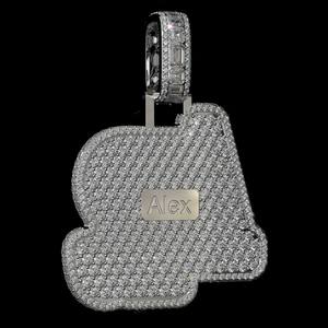 Joyería Fina Personalizada, Plata 925, Estilo Hip Hop, Letra con Incrustaciones de Diamantes, Nombre Personalizado, Inicial, Colgante con Mosaico de Diamantes Moissanite - Product Image 2