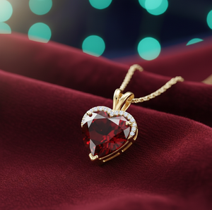 Collar con Colgante de Corazón Rojo Hidroformado con Circonita Cúbica, Plata de Ley 925, Chapado en Oro de 18K, Joyería Romántica Hecha a Mano a Precio de Mayoreo - Product Image 3